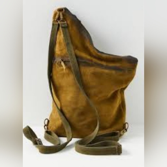 NWOT FREE PEOPLE Lexy convertible suede satchel Blue/Black - Picture 5 of 5